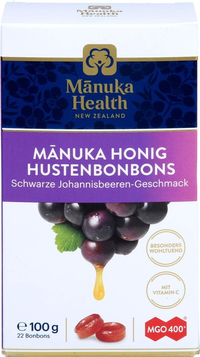 Produktbild Manuka Health MGO 400+ Manuka Lutschbonbons Schwarze Johannisbeere 100 g (1 Stück, Tabletten, 100 g)