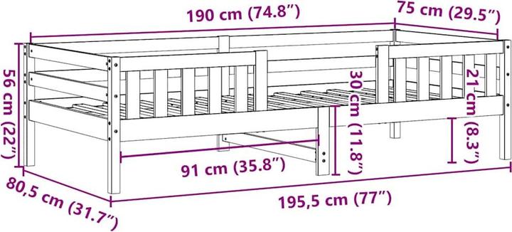 Image du produit vidaXL Bettgestell (75 x 190 cm)