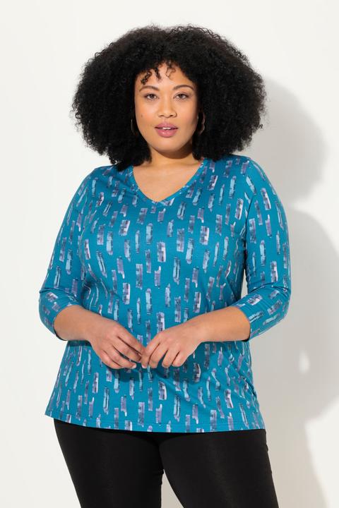 Produktbild Ulla Popken Longshirt, A-Linie, V-Ausschnitt, 3/4-Arm (56)