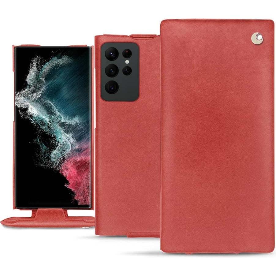 Noreve Lederschutzhülle vertikal (Samsung Galaxy S22 Ultra), Smartphone Hülle, Rot