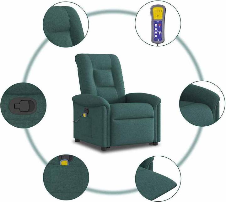 Immagine prodotto vidaXL Poltrona massaggiante con ausilio stand-up in tessuto verde scuro