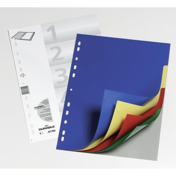 Thumbnail - Durable, Ordner Zubehör, REGISTER PP MIT FARBIGEN TABEN 5 BLATT 25 ST 673027