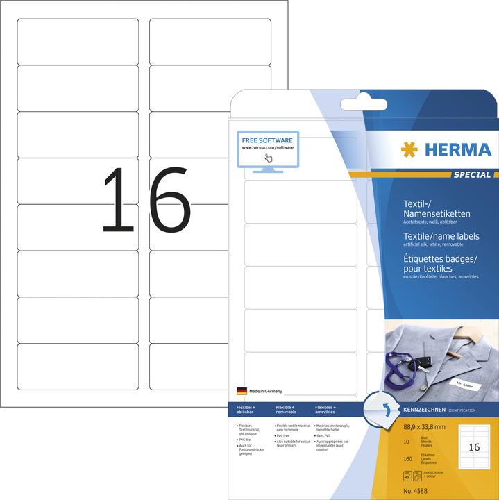 Actual product image HERMA A4 removable name labels