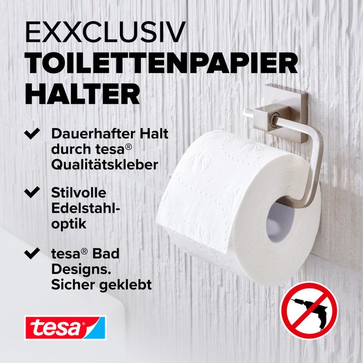 Actual product image tesa Exxclusiv toilet roll holder incl. adhesive solution without drilling