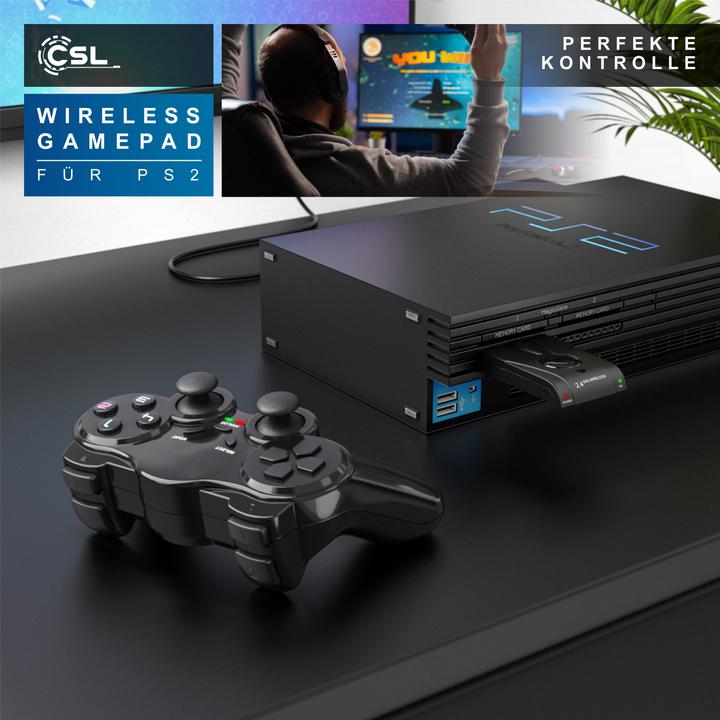 Actual product image CSL PlayStation Controller, Wireless PS2 Gamepad, 2.4 GHz Wireless Adapter with Dual Vibration (PS2)
