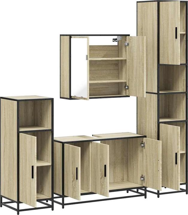 Meuble De Salle De Bain VidaXL Avec Vasque Intégrée - Chêne Fumé, Dimensions 60x34x63 Cm - Lavabo Avec Rangement, Style Moderne