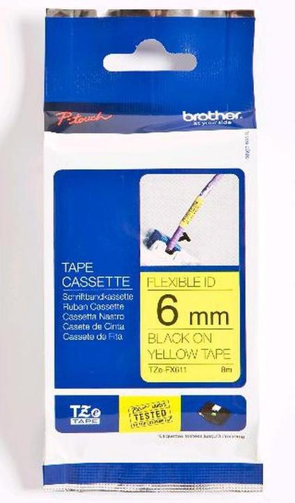 Actual product image Brother Tze-Fx611 (0.60 cm, Black, Yellow)