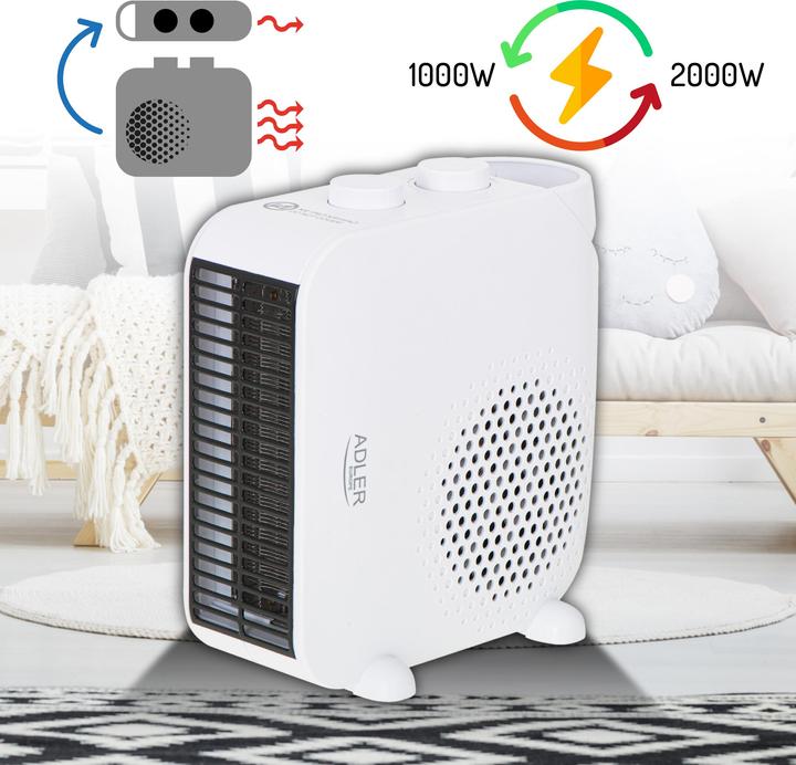 Produktbild Adler Heater AD 7725w Fan heater, 2000 W, Number of power levels 2, Baltas (2000 W)