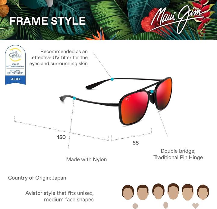 Produktbild Maui Jim Keokea UnisexAdult Sunglasses 1Pack RedBlack TurtleHawaii Lava M