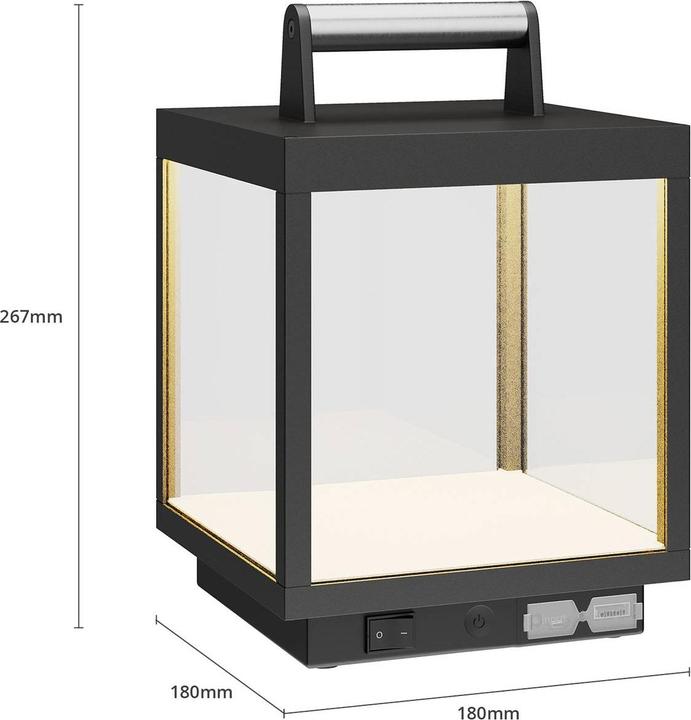 Image du produit Lucande Cube LED Portable Lampe de table d'extérieur Graphite (320 lm)