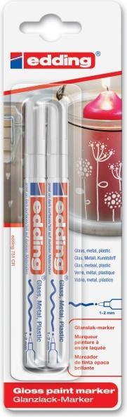 Produktbild Edding Glanzlack-Marker 751 1-2mm weiss VE=2 Stück (2x)