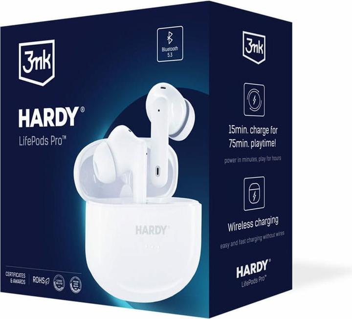 Image du produit 3MK Hardy LifePods Pro słcuhawki bezprzewodowe Bluetooth 5.3 ANC białe/white (ANC, 5.50 h, Sans fil)