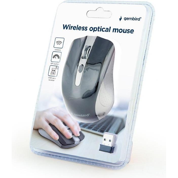 Thumbnail - Gembird MUSW-4B-04-GB (Kabellos), Maus, Schwarz, Grau