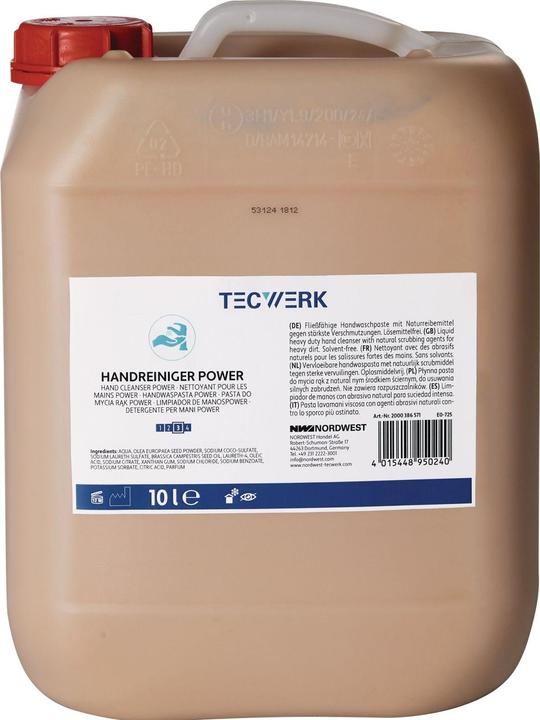 Tecwerk Handreiniger Power 10 l seifenfrei, lösemittelfrei, parfümiert (Vloeibare zeep, 10000 ml)