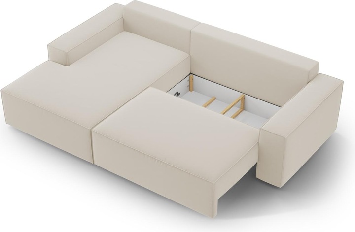Actual product image Micadoni Velvet Left Corner Sofa With Bed Function And Box, "Jodie", 3 Seats, 246x151x86Made in Europe (Corner sofa)