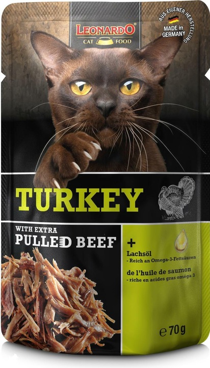 Immagine prodotto Leonardo Cat Food Tacchino e manzo tirato (Adulto, 1 pz., 90 g)