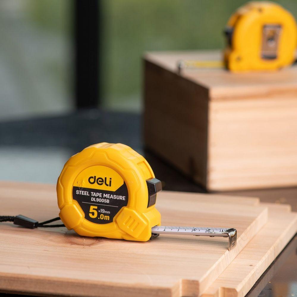 Thumbnail - Deli Tools, Längenmesswerkzeug, Steel Measuring Tape 5m/19mm EDL9005B (yellow)