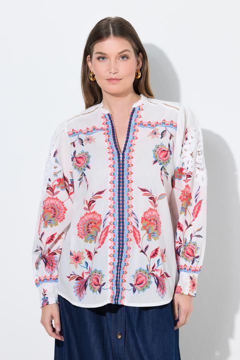 Immagine prodotto Ulla Popken Blusa con ricami traforati, scollo a V e maniche lunghe (60)