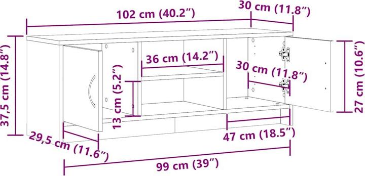 Produktbild vidaXL TV-Schrank (102 x 30 x 37.50 cm)