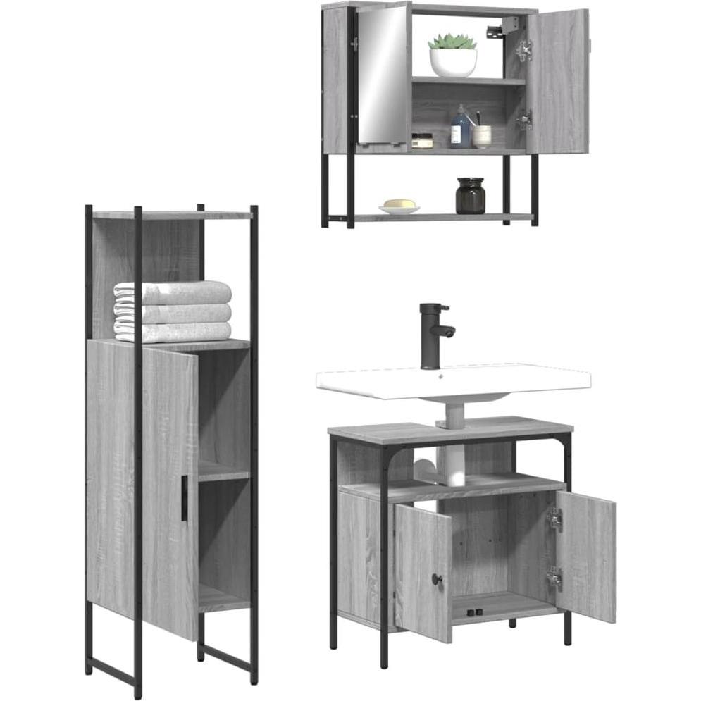 VidaXL, Badmöbelset, 3-tlg. Badmöbel-Set