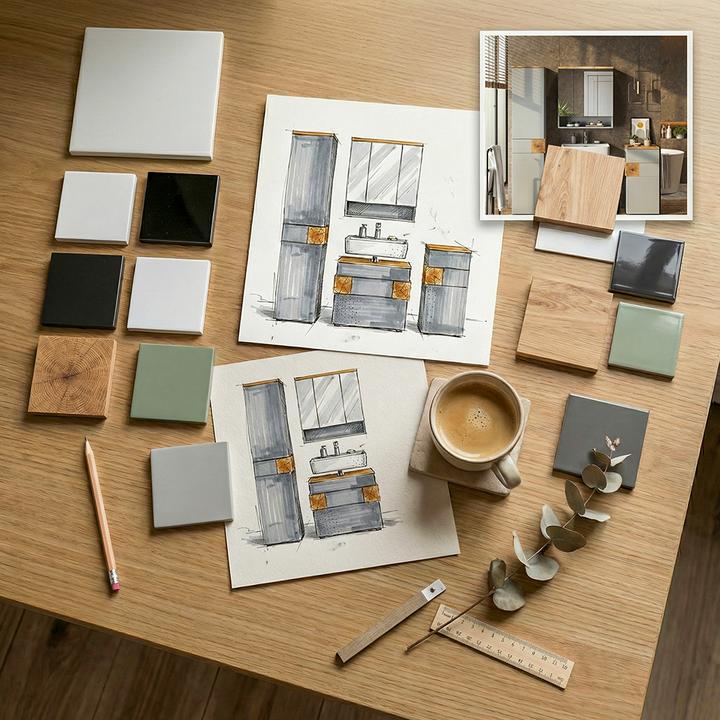 Produktbild Vicco Waschbeckenunterschrank Eden, Grau/Artisan, 73.1 x 64 cm (73.10 x 37 x 64 cm)