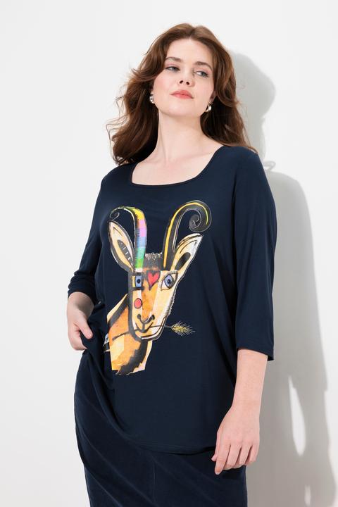 Produktbild Ulla Popken Shirt, Katzenmotiv, A-Linie, Carree-Ausschnitt, 3/4-Arm (46, 48)