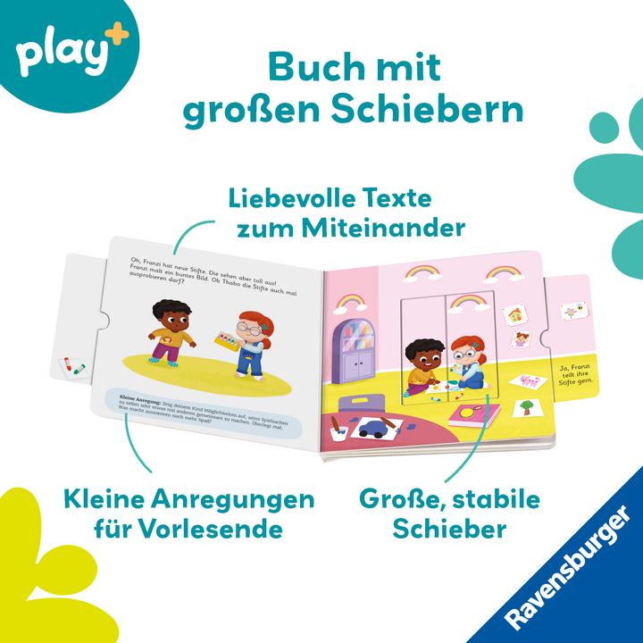Produktbild Ravensburger Play+ Mein erstes Schiebebuch Teilen und vertragen - ab 18 Monate (Deutsch, Maria Höck, Sypha Vendez, 2025)