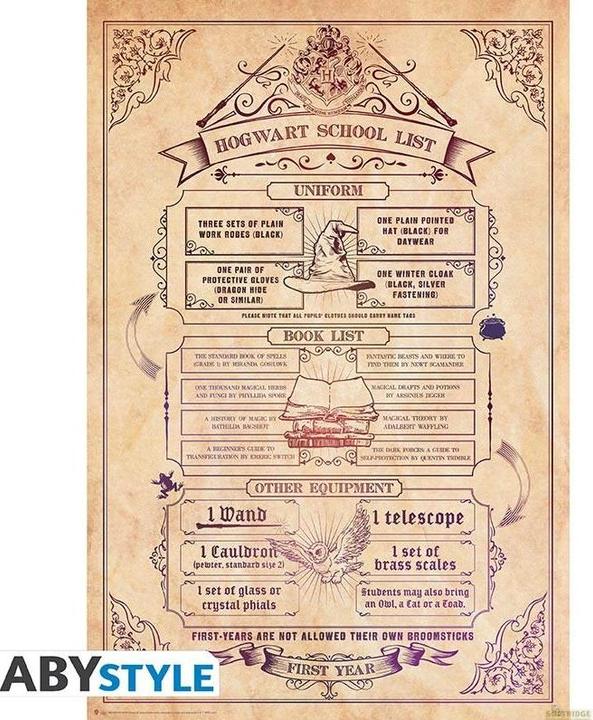 Valeurs nutritives et ingrédients ABYstyle Harry Potter - Poster : School List (91.5x61) (91,5 x 61 cm)