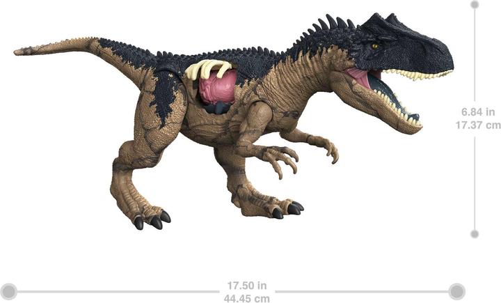 Actual product image Mattel Jurassic World - Extreme Damage Roarin' Allosaurus