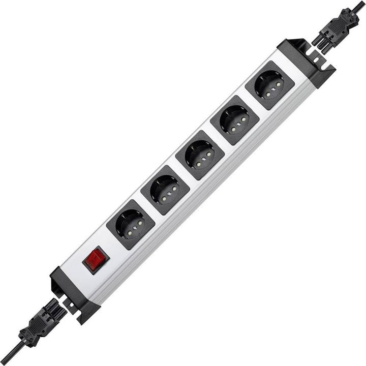 Produktbild Kopp 2.29520015E8 Steckdosenleiste mit Schalter 5fach Schwarz, Silber GST18i Anschlussbuchse (5 x, GST18)