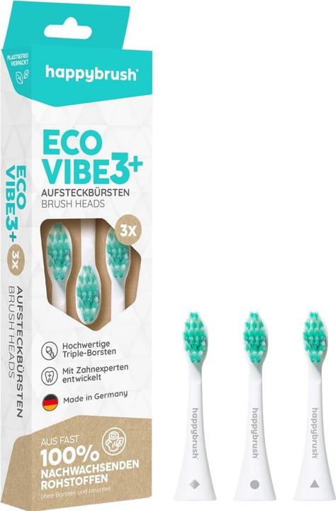 Immagine prodotto happybrush Testina per spazzolino Eco Vibe 3+ 3 pezzi, Bianco-Menta (3x)