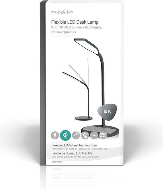 Actual product image Nedis LED lamp with wireless charger | DimmSwitch | LED / Qi | 10 W | with dimming | Cold white / (350 lm)