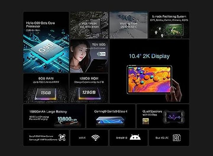 Produktbild Doogee R10 -tabletti, 128/8 Gt, hopea (4G, 10.40", 128 GB, Silber)
