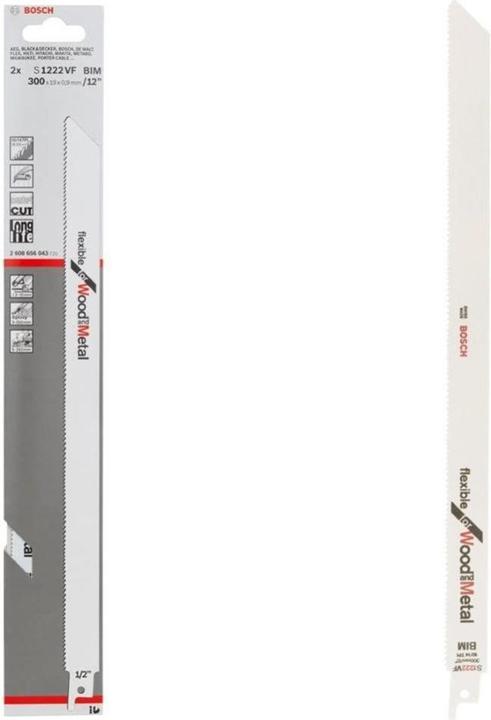 Actual product image Bosch Professional Zubehör Sabre saw blade S 1222 VF, Flexible for Wood and Metal, pack of 2