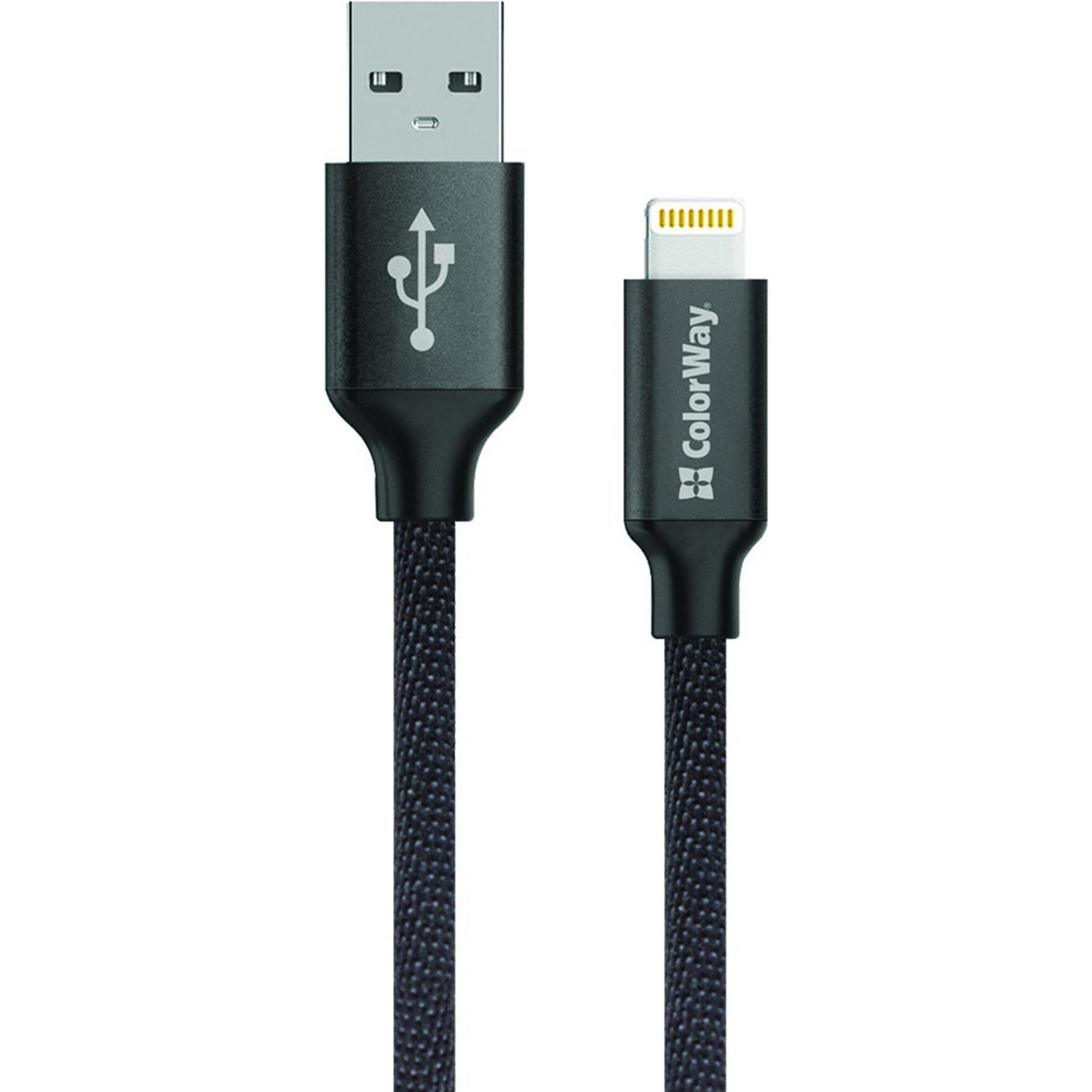 Colorway Data Cable Apple Lightning Charging cable, Fast and safe charging Stable data transmission, Black (1 m, USB 2.0...