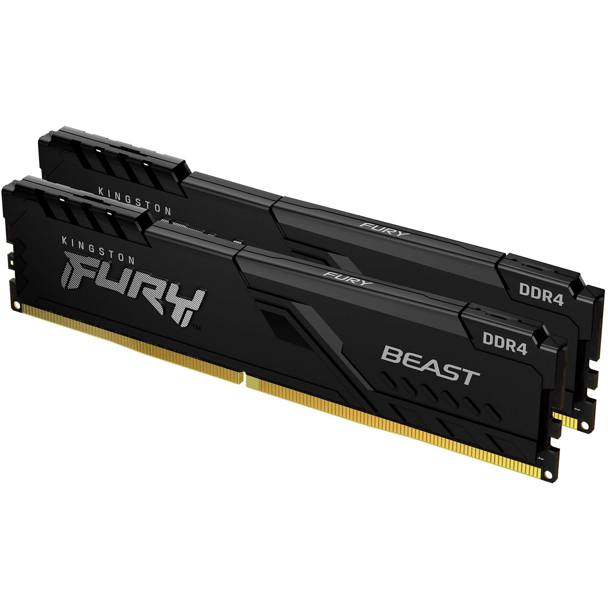 Kingston FURY Beast (2 x 8GB, 3200 MHz, DDR4-RAM, DIMM), RAM, Schwarz
