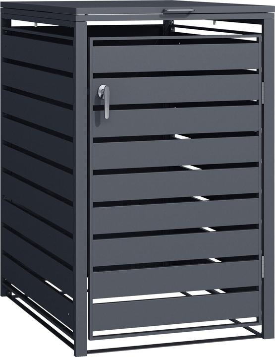 Wiltec Waste bin box for one bin Anthracite hinged lid waste bin cover