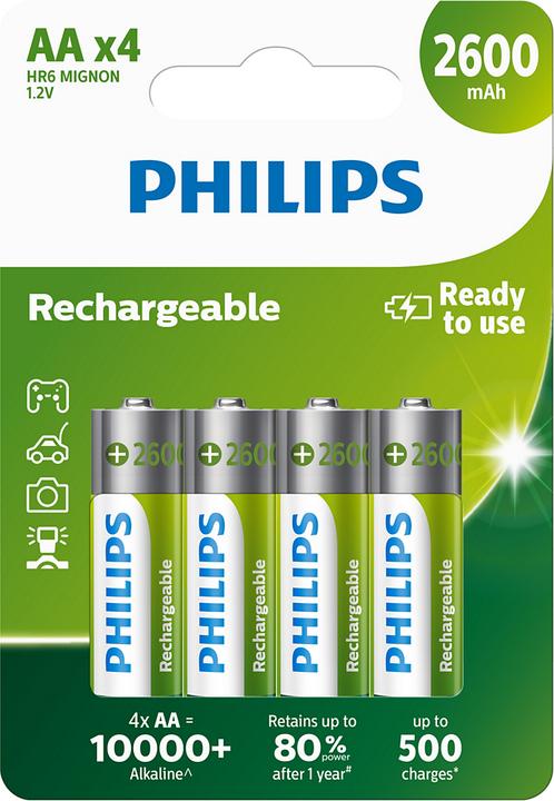 Philips Mignon oplaadbare batterij set van 4 (4 Pcs., AA, 2600 mAh)