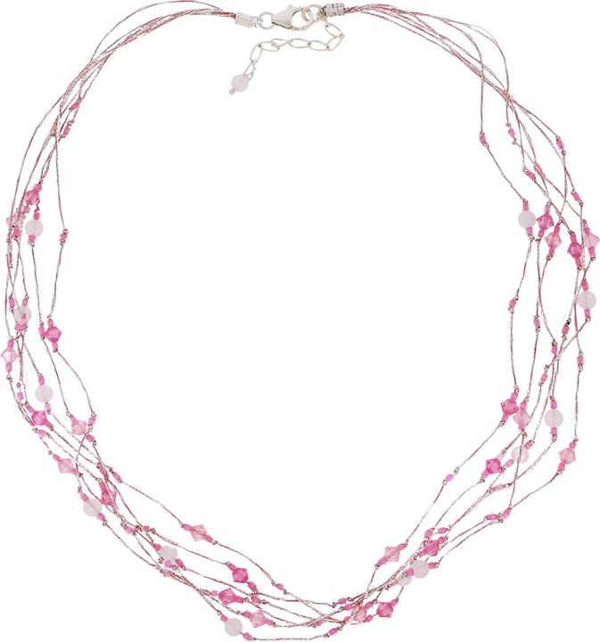 Actual product image Luxxos Set "with necklace earrings and bracelet with rose quartz". (925 Sterling silver)