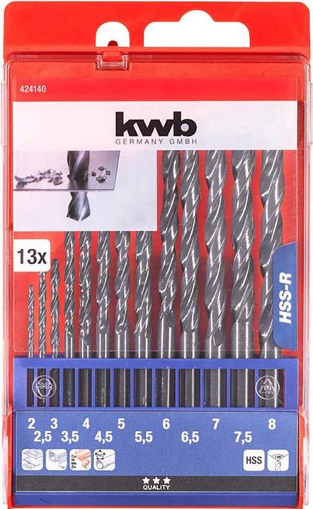Produktbild kwb Spiralbohrer Set 13-teilig (6 mm, 6.5 mm, 5.5 mm, 7 mm, 3 mm, 5 mm, 8 mm, 2.5 mm, 3.5 mm, 4.5 mm, 2 mm, 7.5 mm, 4 mm)