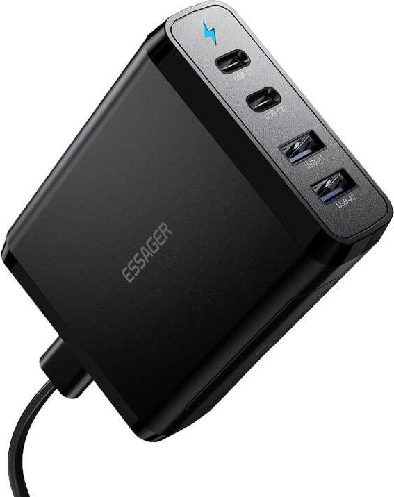 Produktbild Essager Desktop Charger 2xUSB-C 2xUSB-A 100W GaN (black) (100 W, 4 Ports)