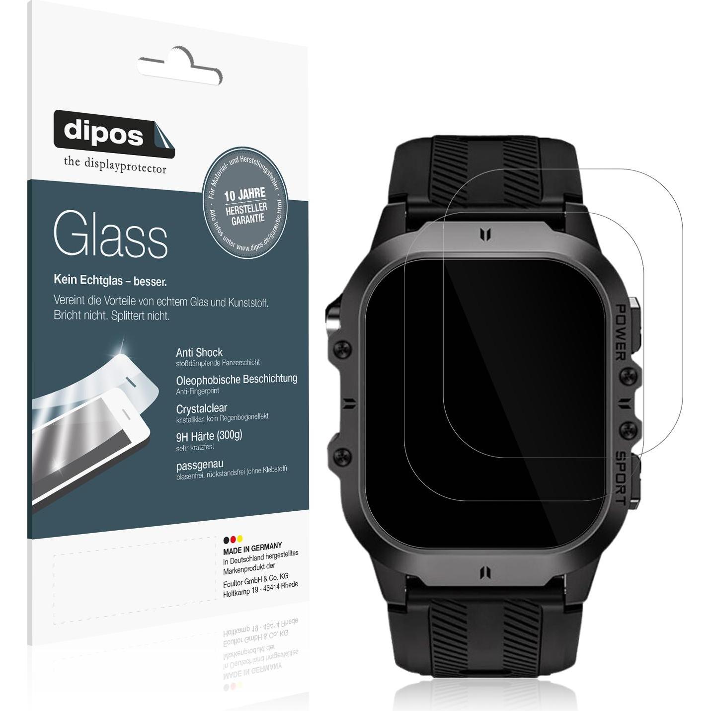 Dipos Anti-Shock Displayschutz 9H, Smartwatch Schutzfolie, Transparent