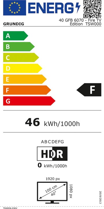 Etichetta energetica Grundig 40 GUB 6070 Fire TV (40", LED, Full HD)