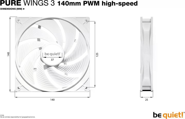 Productafbeelding be quiet! Pure Wings 3 PWM HS wh 140x140x25 (140 mm, 1 x)