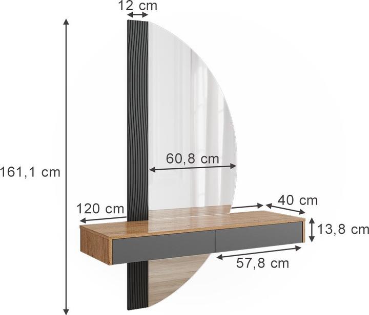 Produktbild Vicco Melisa mit Beleuchtung (120 x 40 x 161.5 cm)