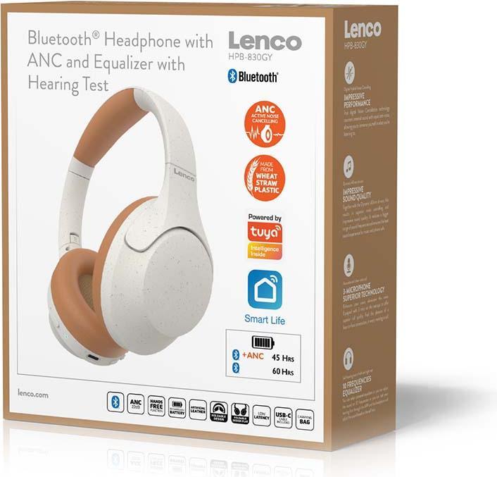 Produktbild Lenco Bluetooth Kopfhörer HPB-830GY grau ANC, APK (Aktive Geräuschunterdrückung, 60 h, Kabellos)