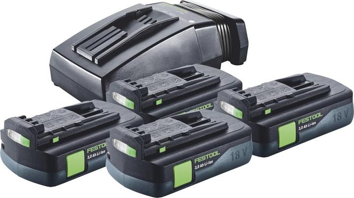 Festool Energie Set 4x BP 18 Li 3,0 C Akku 18 V 3,0 Ah / 3000 mAh Li-Ion ( 4x 577658 ) + TCL 6 (18 V)