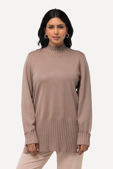 Immagine prodotto Ulla Popken Maglione con colletto alto a costine e maniche lunghe (50, 52)