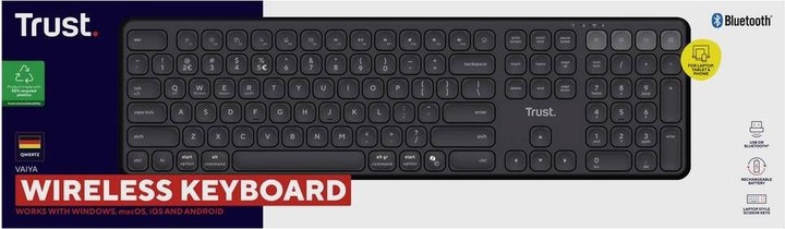 Image du produit Trust Vaiya Clavier sans fil multi-appareils - Noir FR (DE, Sans fil)