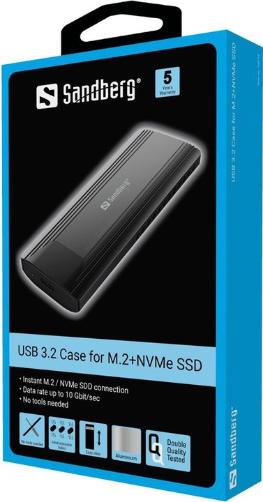 Immagine prodotto Sandberg Custodia USB 3.2 per SSD M.2+NVMe (M.2 2230, M.2 2242, M.2 2260, M.2 2280, M.2)